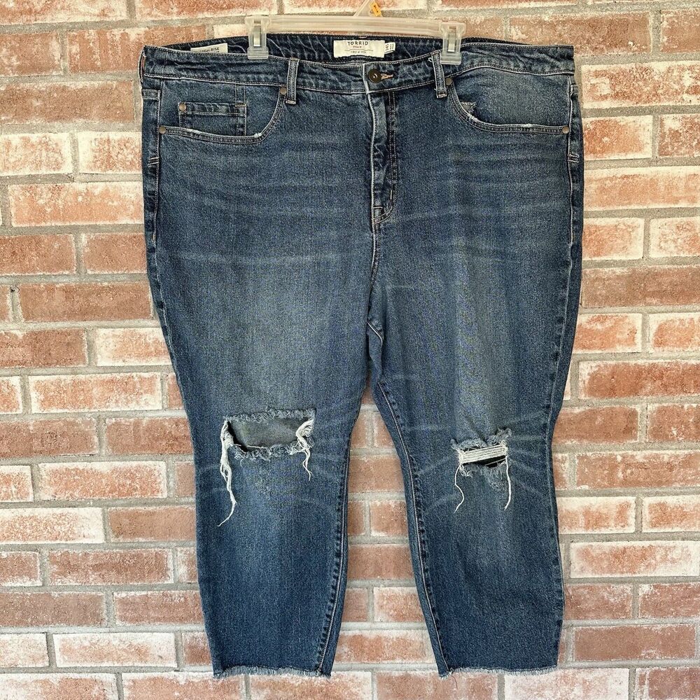 Torrid High Rise Straight Distressed Jeans Plus 24 Short